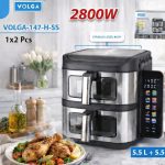 سرخ کن بدون روغن دوقلو طبقاتی ولگا مدل VOLGA-147-H-SS با توان ۲۸۰۰ وات - kaluxx